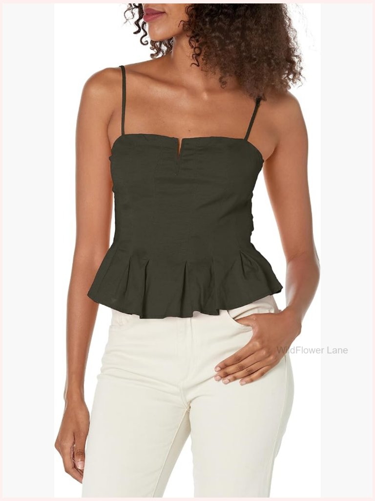 Sleeveless Square Neck Blouse With Tie Back Detail
